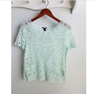 NWOT Mint green see through top